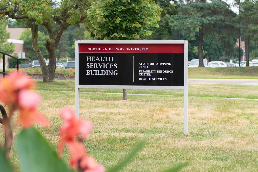 About Us/Contact Us - NIU Health Services Building sign
